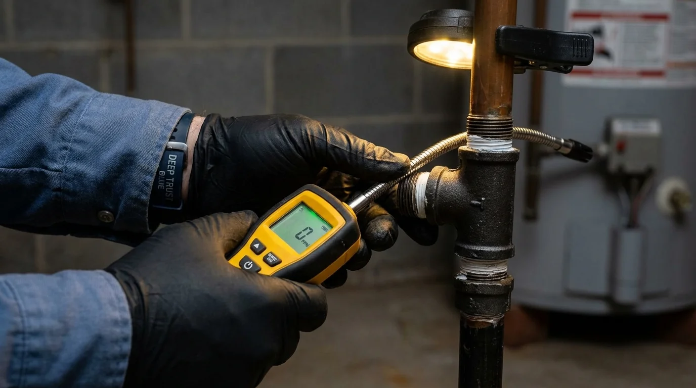 Gas leak detection with electronic sniffer by Johns Plumbing LLC in Norwalk
